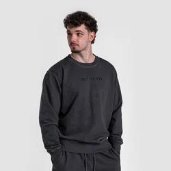 Polleo Mens Strive Washed Long Sleeve Sweatshirt, Grey - S