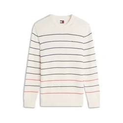 Tommy Jeans Pulover rdeča/črna/volneno bela