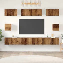Set TV komoda Zidne 8 pcs Staro drvo Konstruirano drvo