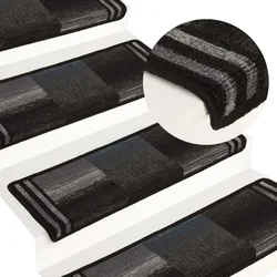 Otirači za stepenice samoljepljivi 10 kom 65x21x4 cm crno-sivi
