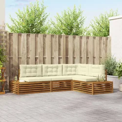 Set vanjskih sofa s jastukom 4 Komad Prirodna i krem