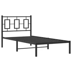 Vidaxl Kovinski posteljni okvir z vzglavjem črn 90x200 cm