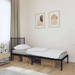 Metalni okvir za krevet s uzglavljem crni 80x200 cm