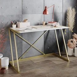Hanah home Radni sto 120x75x60?cm Belo-Zlatni