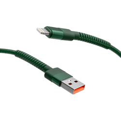 mobilNET pleten kabel USB na Lightning 2M 3A, zelen