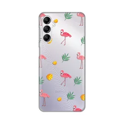 Silikonska maska za Samsung A145R Galaxy A14 4G Flamingo Print Skin providna