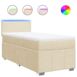 Vidaxl Box spring postelja z vzmetnico krem 100x200 cm blago