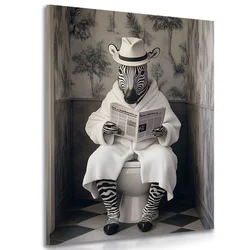 Slika zebra s časopisom na stranišču - 80x120