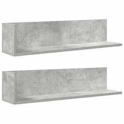 Zidne police 2 kom Beton siva 75x16,5x16,5 cm Konstruirano drvo