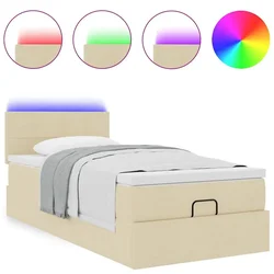 Vidaxl Otomanska postelja z vzmetnico krem 100x200 cm blago