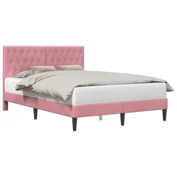 Vidaxl Konstrukcija postelje z vzglavjem Roza 120 x 200 cm Žamet