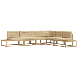 Set vanjskih sofa 6 kom. Bijela i bež Poliester