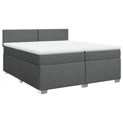 Vidaxl Box spring postelja z vzmetnico temno siva 200x200 cm blago