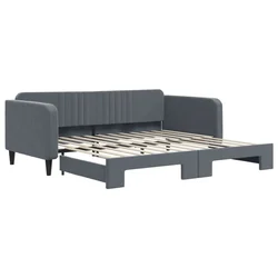 Vidaxl Izvlečna dnevna postelja temno siva 100x200 cm žamet