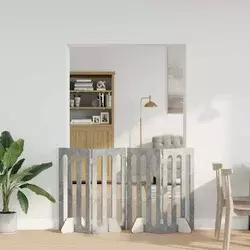 Preklopna ogradica za kućne ljubimce 4 pcs Betonsko Siva