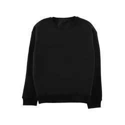 Trendyol Black Oversize/Wide Cut Cotton Basic Thick Sweatshirt with Fleece Inside