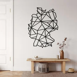 WallXpert metalni zidni ukras 5293, geometrijska mapa Nemačke, 55 x 75 cm, crni