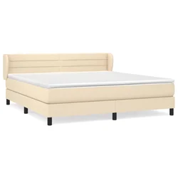 Vidaxl Box spring postelja z vzmetnico krem 180x200 cm blago