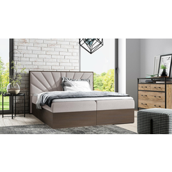 Boxspring postelja Wood 7 - 200x200 cm - temni hrast