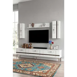 Hanah Home TV komoda Ilay, bela / srebrna
