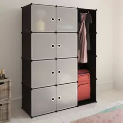 Modularni ormar s 9 odjeljaka 109x36,5x143 cm crno-bijeli