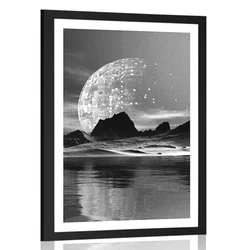Plakat s paspartujem futuristična dežela v črnobeli varianti - 40x60 white