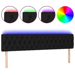 Vidaxl LED posteljno vzglavje črno 180x7x78/88 cm blago