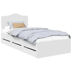 Vidaxl Konstrukcija postelje Bela 75 x 190 cm Inženirsko leseno