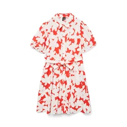 VERO MODA Dolga srajca VMDICTHE ognjeno rdeča/bela