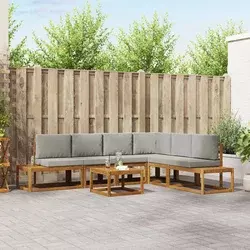 Set vanjskih sofa s jastukom 7 Komad Prirodna i svijetlo siva
