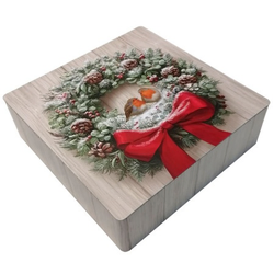 Viter novogodišnja metalna kutija  robin  četvrtasta 18x18x5 cm ( 3460/024 )