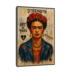 Canvas Slika na platnu Frida Kahlo Kraljica boja 60x90cm, Sa ramom, Crni