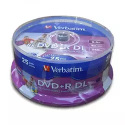 Verbatim Prazni DVD+R DL mediji Verbatim 43667, 25 komada, 8,5 GB, 240 min, mogućnost printanja