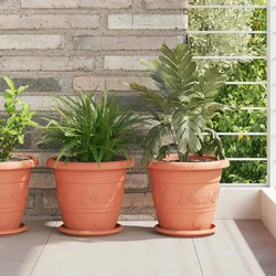 Okrugla saksija za cveće 6 pcs Crvena cigla O 26 x 21.5 cm