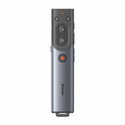 BASEUS Orange Dot večnamenski daljinski upravljalnik za predstavitve, z rdečim laserskim kazalcem, z možnostjo polnjenja (siv)
