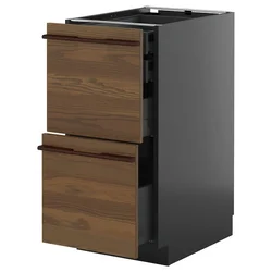 METOD / KNIVSHULT Pod.orm.2front/2dnj/1srd/1vis.fiok, Crnosiva/Stensta tamnobraon jasenov furnir, 40x60 cm