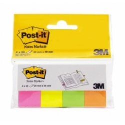 3M samoljepljiv blok POSTIT 20x38 MM 4 NEONSKE BOJE