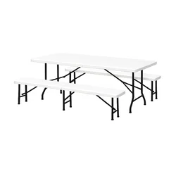 ePRO sklopivi baštenski SET sto 180cm + 2 klupe, metal-plastika