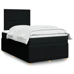 Vidaxl Box spring postelja z vzmetnico črna 120x190 cm blago