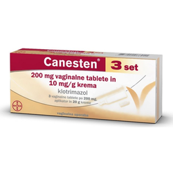 CANESTEN 3 SET 3 VAGINALNE tablete PO 200 MG, APLIKATOR IN 20 G KREME