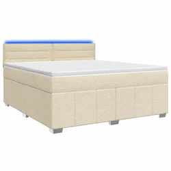 vidaXL Postelja boxspring z vzmetnico Krem 140 x 200 cm Blago