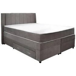 Carryhome POSTELJA BOXSPRING 140 cm x 200 cm , tekstil, leseni material siva