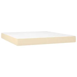 Vidaxl Box spring postelja z vzmetnico LED krem 160x200 cm blago