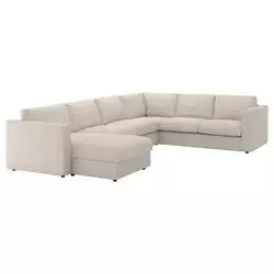VIMLE Ugaona sofa, 5-sed, s lenjivcem/Gunnared bež