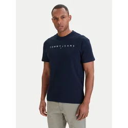 Tommy Jeans Majica Linear Logo DM0DM20744 Mornarsko modra Regular Fit