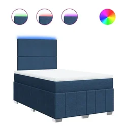 Vidaxl Box spring postelja z vzmetnico modra 120x190 cm blago