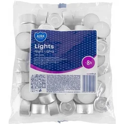 AURA BISPOL Candles čajna svečka brez vonja bela čajna svečka 8 ur 50 kosov.