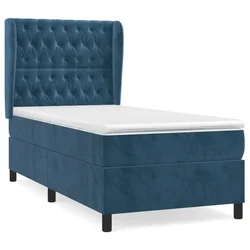 Vidaxl Box spring postelja z vzmetnico temno moder 90x190 cm žamet