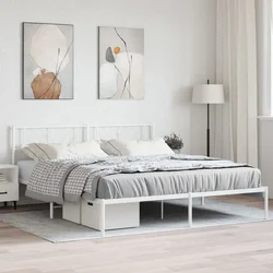 shumee vidaXL Kovinski posteljni okvir z vzglavjem bel 193x203 cm