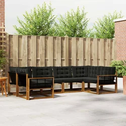 Set vanjskih sofa 6 kom. Prirodna i crna